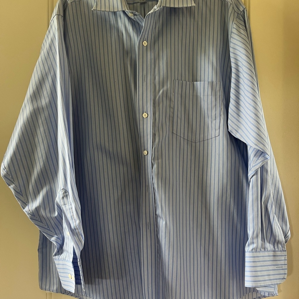 Elegant Blue Striped Dress Shirt for Men